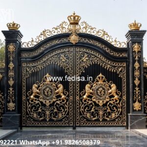 Gate Design 2155, Metal Front Gate Design Main Gate Lighting In Outdoor