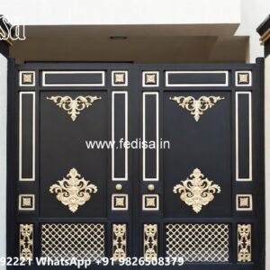 Gate Design 2158, Grey Colour Gate Design Main Gate Lighting In Outdoor