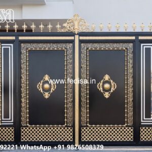 Steel Gate New Design, Boundary Gate Pipe Design Main Gate Lighting In Outdoor