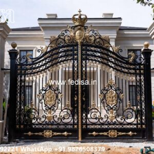Front Steel Gate Design, Gate Wall Design Main Gate Lighting In Outdoor