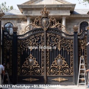 Swing Gate Design, Boundary Gate Design Main Gate Lighting In Outdoor