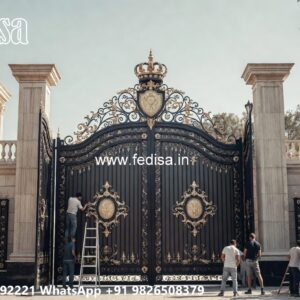 Door Design Main Gate, Boundary Wall Design With Gate Main Gate Lighting In Outdoor