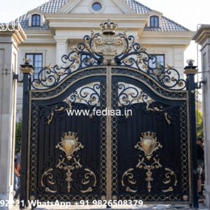 Front Steel Gate Design, Compound Gate Main Gate Lighting In Outdoor