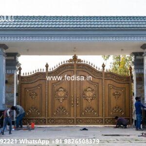 Front Steel Gate Design, Home Front Gate Design Main Gate Lighting In Outdoor