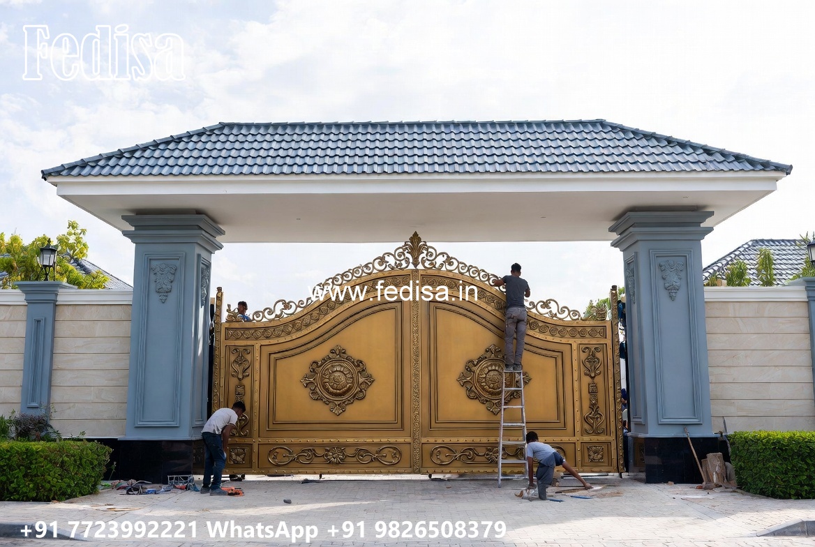 Swing Gate Design, Modern Gate Designs For Homes Main Gate Lighting In Outdoor