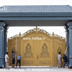 Swing Gate Design, Square Tube Gate Design Main Gate Lighting In Outdoor
