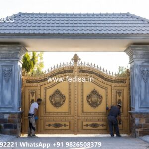 Laser Cutting Design Gate, Ghar Ka Gate Ka Design Main Gate Lighting In Outdoor