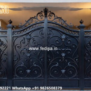Door Design Main Gate, Gi Pipe Gate Design Main Gate Lighting In Outdoor