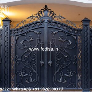 Laser Cutting Design Gate, Simple Sliding Gate Design Main Gate Lighting In Outdoor