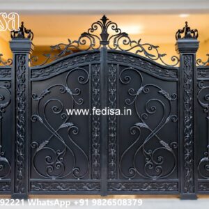 Swing Gate Design, 3 Fold Gate Design Main Gate Lighting In Outdoor