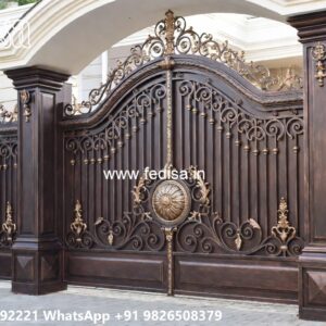 Swing Gate Design, Swing Gate Design Main Gate Lighting In Outdoor