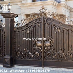 Small Steel Gate Design, Small Steel Gate Design Main Gate Lighting In Outdoor