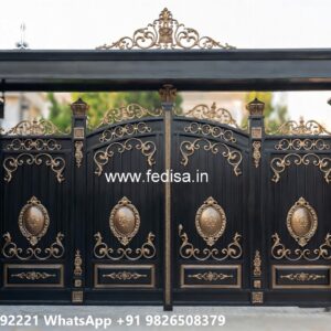 Front Steel Gate Design, Iron Gate Design Main Gate Main Gate Lighting In Outdoor