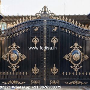 Door Design Main Gate, Boundary Wall Iron Grill Design Main Gate Lighting In Outdoor