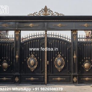 Swing Gate Design, Steel Framed Wooden Gates Main Gate Lighting In Outdoor