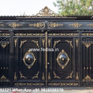 Front Steel Gate Design, Steel Door Gate Design Main Gate Lighting In Outdoor