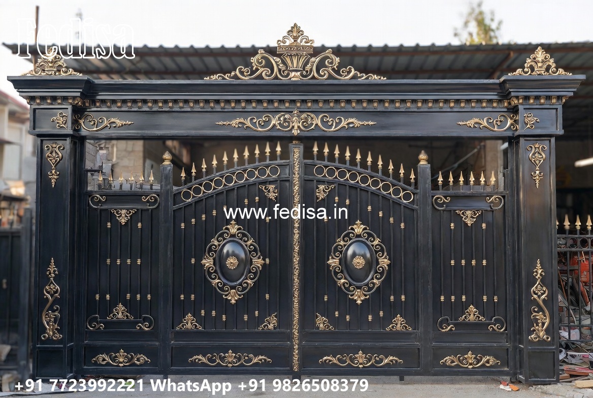 Swing Gate Design, Steel Gate Handle Design Main Gate Lighting In Outdoor