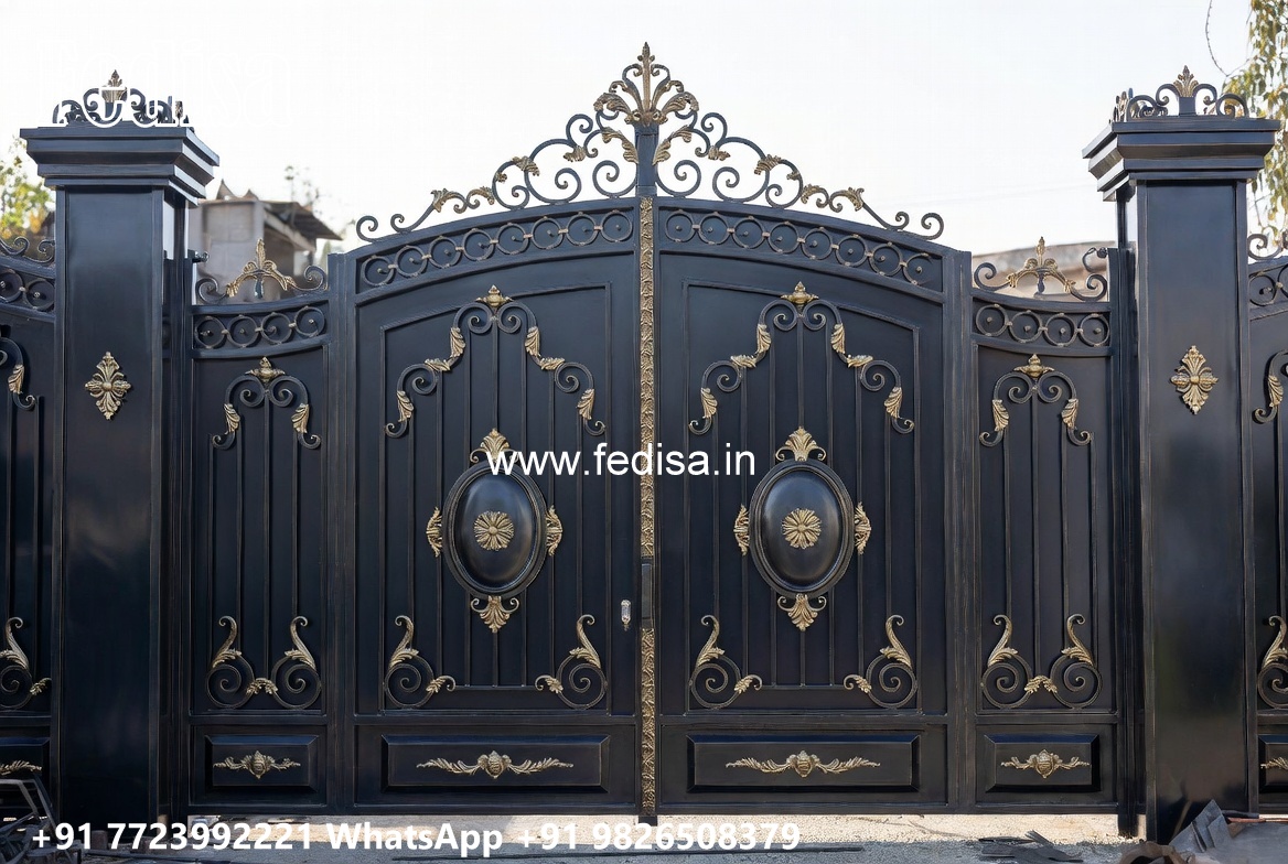 Swing Gate Design, Mesh Gate Design Main Gate Lighting In Outdoor