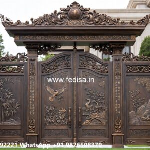 Front Steel Gate Design, Single Main Gate Design Stainless Steel Main Gates