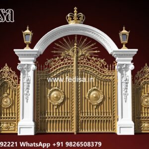 Maharaja Gate Ka Design, 10 Feet Main Gate Design Stainless Steel Main Gates