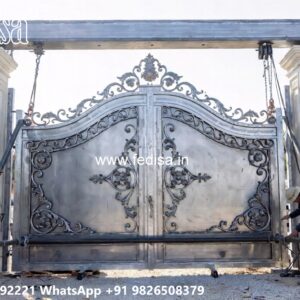 102 Feet Gate Design, Front Gate Wooden Design Stainless Steel Main Gates