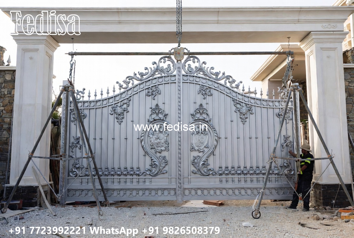 105 Feet Gate Design, Concrete Main Gate Design Stainless Steel Main Gates