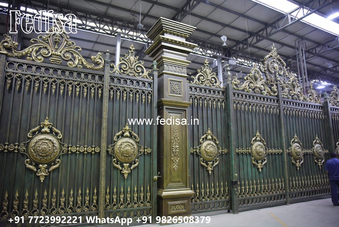 121 Feet Gate Design, Collapse Gate Design Stainless Steel Main Gates