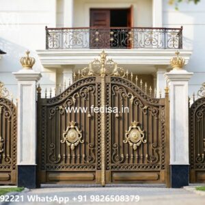 Steel Framed Wooden Gates, Modern Wooden Gate Design Iron Gate Stock Photos And Images