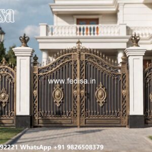 Steel Framed Wooden Gates, Aluminium Front Gate Design Iron Gate Stock Photos And Images