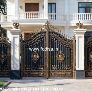 Wrought Iron Design Catalogue, Steel Bar Fence Design Iron Gate Stock Photos And Images