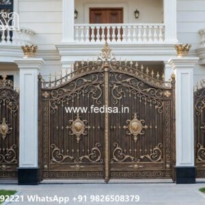 Steel Framed Wooden Gates, Gate Design Laser Cutting Iron Gate Stock Photos And Images
