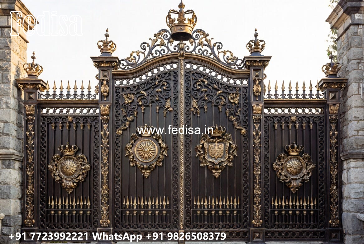 Wrought Iron Design Catalogue, Mandir Steel Gate Design Iron Gate Stock Photos And Images
