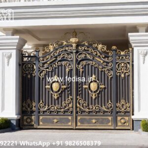 Steel Framed Wooden Gates, Outside Gate Wall Design Iron Gate Stock Photos And Images