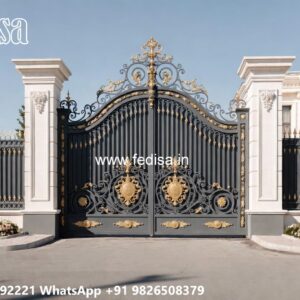 Steel Get Dijain, Compound Wall Sliding Gate Design Iron Gate Stock Photos And Images
