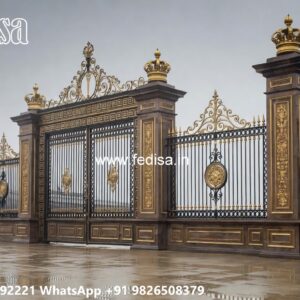 Steel Framed Wooden Gates, Compound Main Gate Design Iron Gate Stock Photos And Images