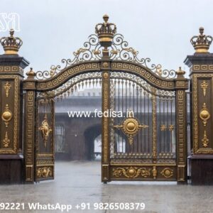Wrought Iron Design Catalogue, Compound Wall And Gate Design Iron Gate Stock Photos And Images