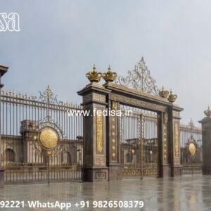 Gate Top Design, Gate And Boundary Wall Design Iron Gate Stock Photos And Images