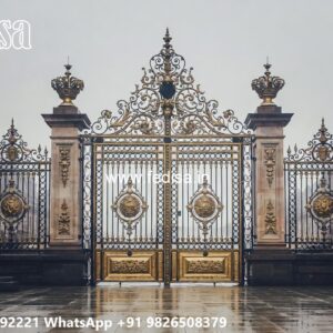Low Cost Gate Design, Steel Wood Gate Design Iron Gate Stock Photos And Images