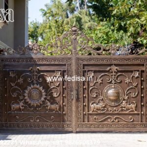 Gate Top Design, Sheet Metal Gate Design Iron Gate Stock Photos And Images