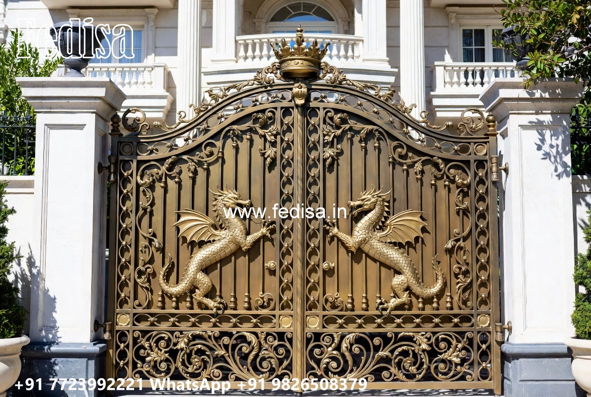 Gate Top Design, One Side Iron Gate Design Iron Gate Stock Photos And Images