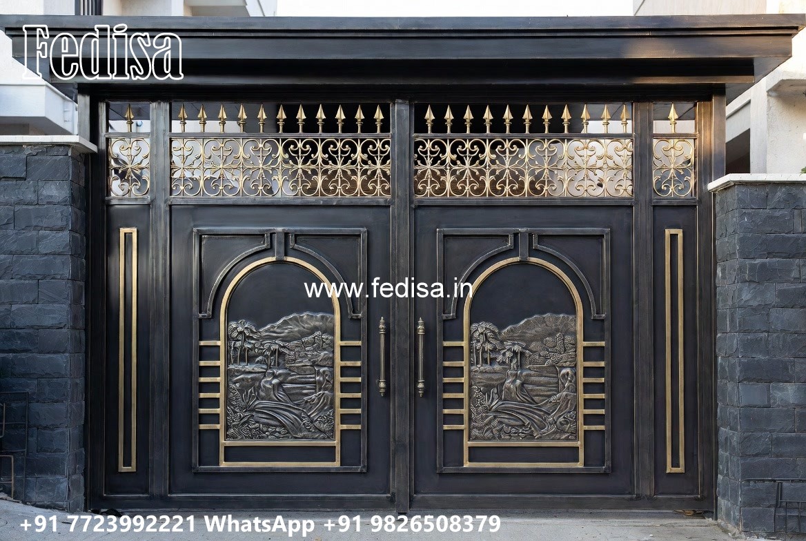 Sliding Gate Design For Small House, Gate Design For Main Door Iron Gate Stock Photos And Images
