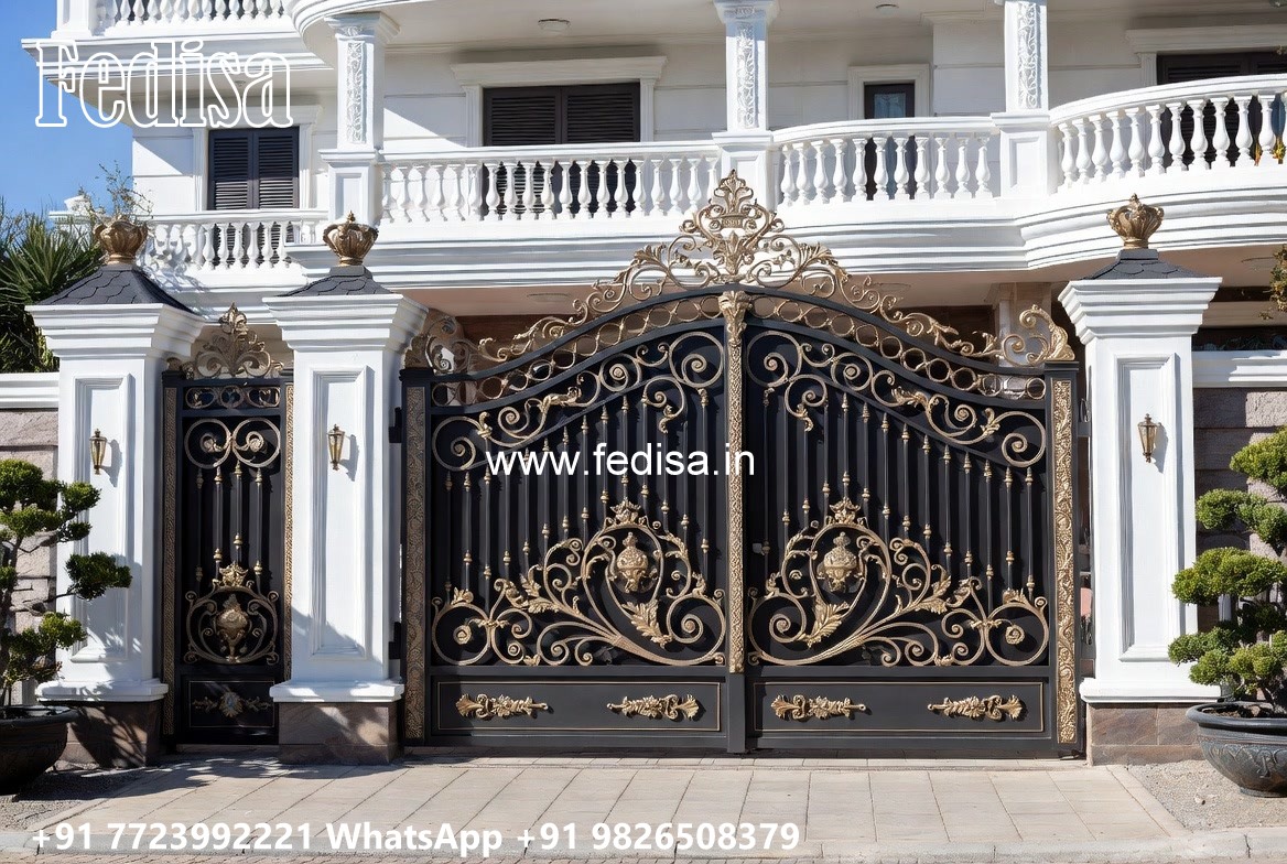 Sliding Gate Design For Small House, Laser Cutting Design Gate Iron Gate Stock Photos And Images