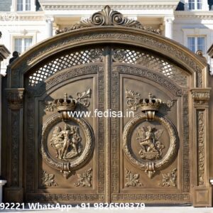 Sliding Gate Design For Small House, Curved Gate Design Iron Gate Stock Photos And Images