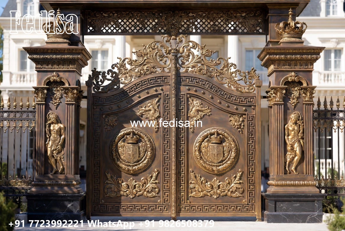 Steel Gate Handle Design, Main Gate Design Grill Iron Gate Stock Photos And Images