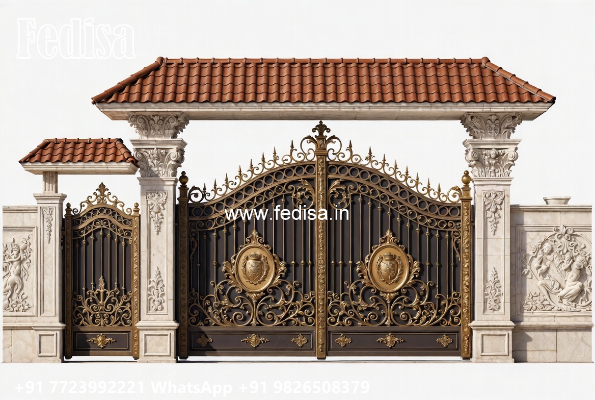 Steel Single Gate Design, Kothi Gate Design Iron Gate Stock Photos And Images