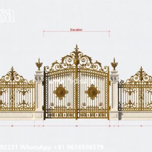House Entry Gate Design, Sliding Gate With Small Gate Iron Gate Stock Photos And Images