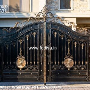 Sliding Gate Design For Small House, Two Door Gate Design Iron Gate Stock Photos And Images