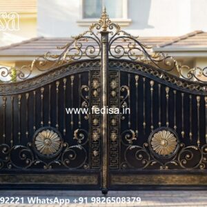 House Entry Gate Design, Compound Wall Sliding Gate Design Iron Gate Stock Photos And Images