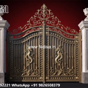 Steel Single Gate Design, Steel Gate With Hpl Sheet Iron Gate Stock Photos And Images