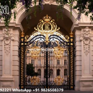 Steel Gate Handle Design, Compound Main Gate Design Iron Gate Stock Photos And Images